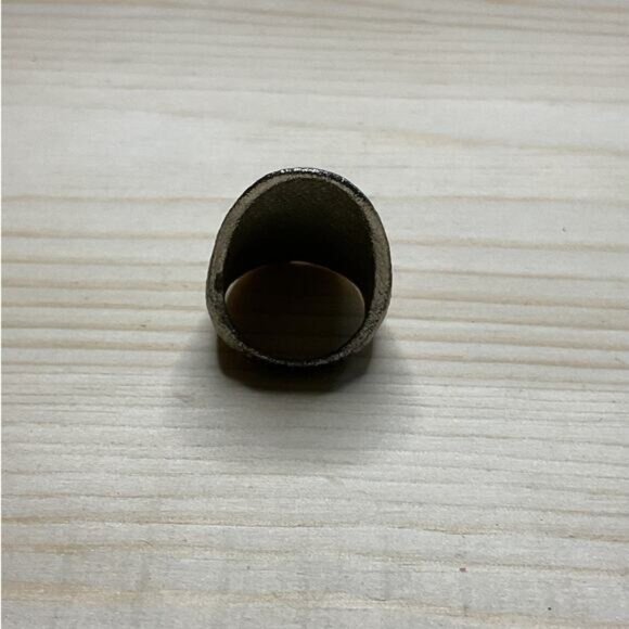Antique-Look Textured Metal Armor Shield Ring Unique Statement Piece - Picture 4 of 7